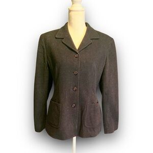 Lauren Ralph Lauren Dark Charcoal Gray Vintage Button-Up Wool-Blend Blazer Sz 12